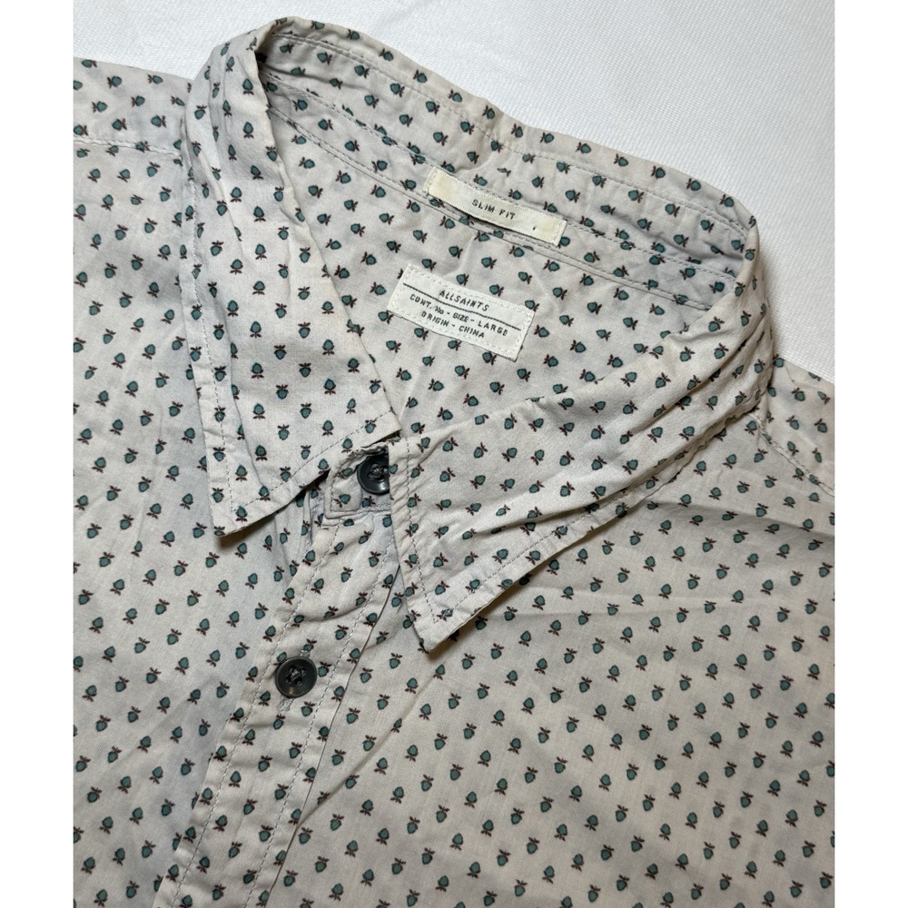 AllSaints Spade Short Sleeve Shirt Men's Large‎ Slim Fit Button Up